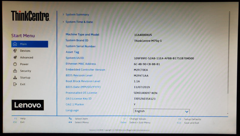 Lenovo ThinkCentre M75q-1 Ryzen 3 PRO 3200GE 8GB RAM - No HDD