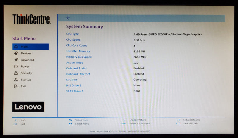 Lenovo ThinkCentre M75q-1 Ryzen 3 PRO 3200GE 8GB RAM - No HDD
