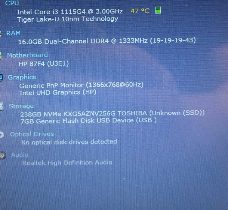 HP Pavilion x360 Convertible 14 TOUCH i3-1115G4@3GHz 16GB RAM 256GB SSD  Lap200