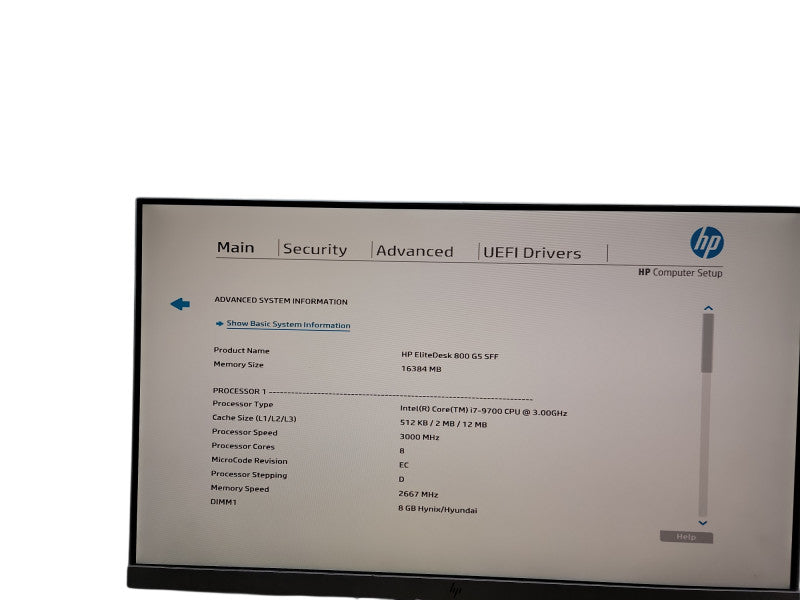 HP EliteDesk 800 G5 SFF  i7 - 9700 @ 3.00GHz 16GB DDR4 Ram θ