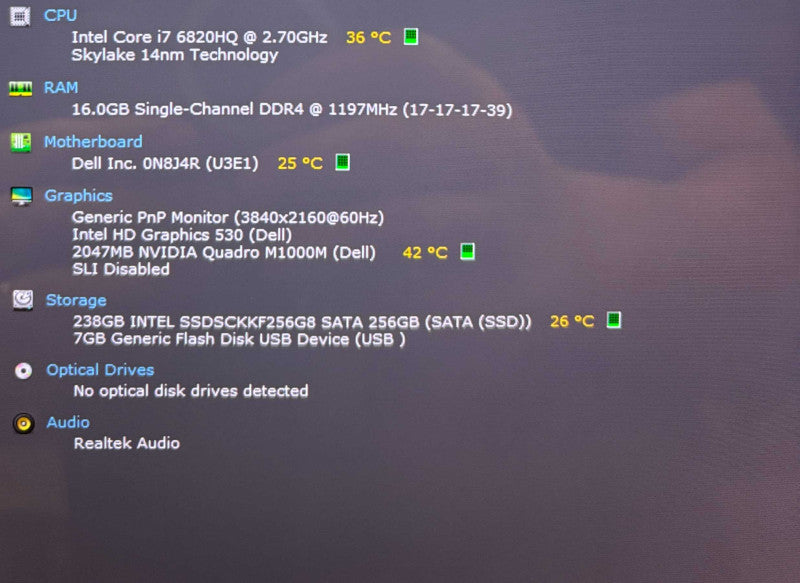 Dell Precision 5510 4K TOUCH i7-6820HQ QUADRO M1000 2GB GPU 16GB RAM 256SSD Q Lap200