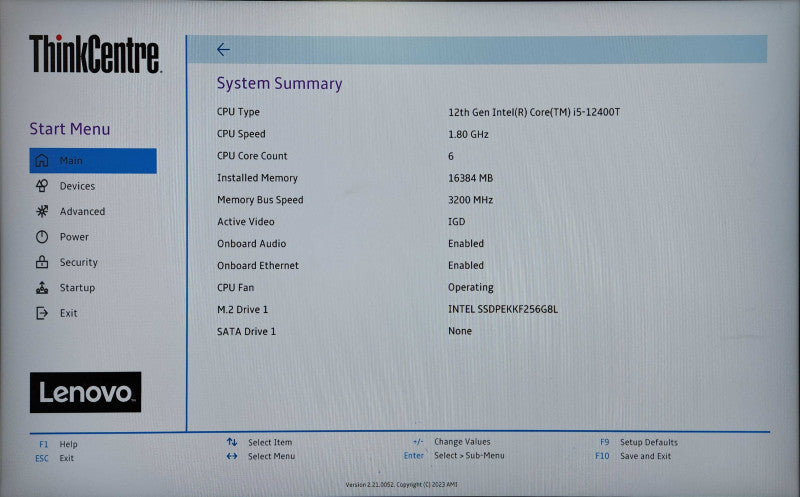 Lenovo ThinkCentre M70q Gen 3, i5-12400T, 16GB DDR4, 256GB NVMe, 65W PSU