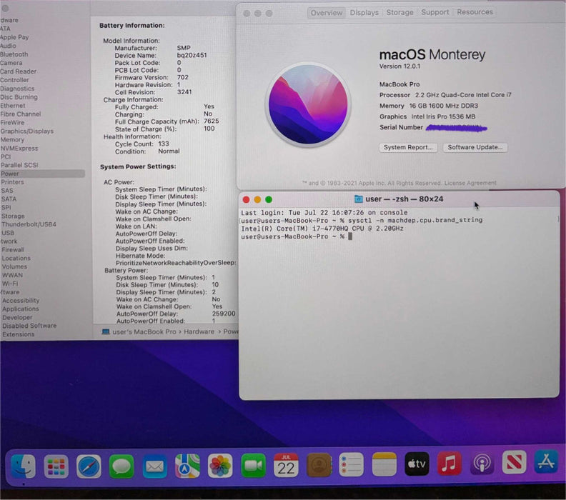 Apple MacBook Pro 15" Retina Mid-2015 i7-4770HQ@2.2GHz 16GB RAM 512GB SSD