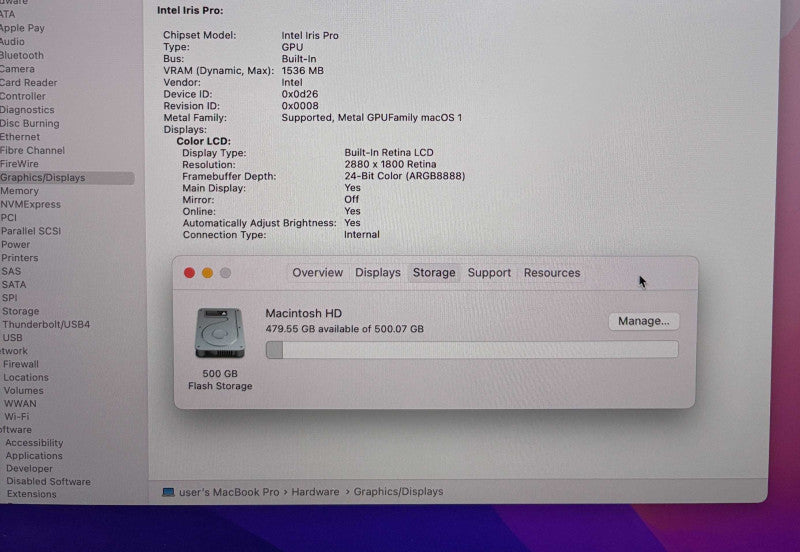Apple MacBook Pro 15" Retina Mid-2015 i7-4770HQ@2.2GHz 16GB RAM 512GB SSD