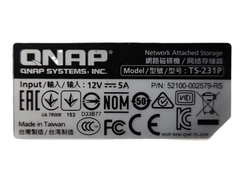 QNAP TS-231P, 2-Bay Network Attached Storage NAS 1GB RAM w/ 2x 4TB HDD