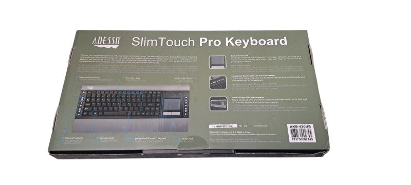 ADESSO AKB-420UB SlimTouch Pro WIRED MINI TOUCHPAD KEYBOARD