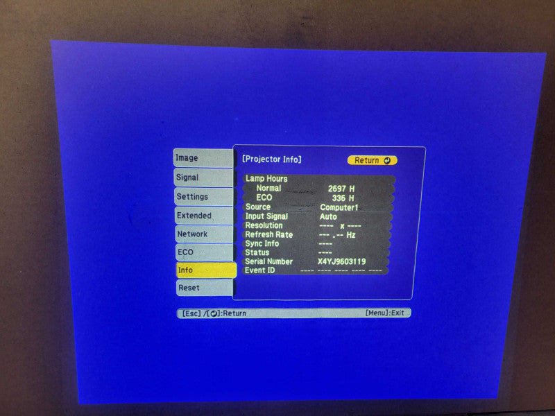 Epson PowerLite X39 3LCD Projector H855A 3500 Lumens HD 1080P HDM Lamp 2697 !
