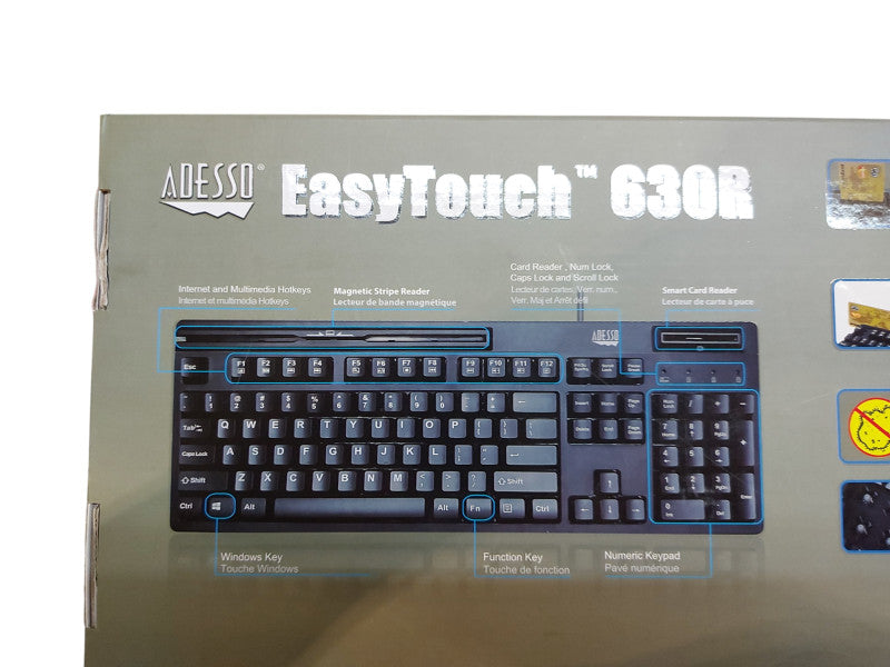 Adesso EasyTouch 630R AKB-630R Smart Card & Magnetic Stripe Reader Keyboard