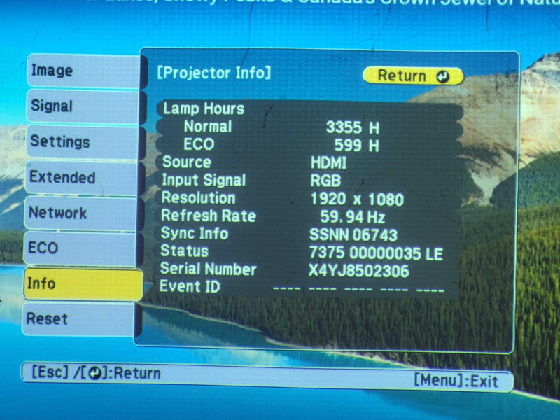 Epson PowerLite X39 H855A 3LCD WXGA Projector 1280x800 3355h NO Remote $