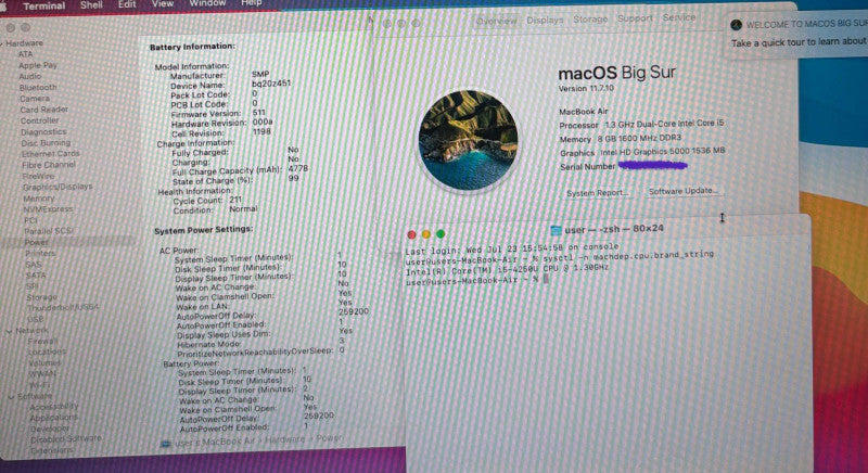 Apple MacBook Air 11" Mid 2013 i5-4250U@1.3GHz 8GB RAM 128GB SSD READ