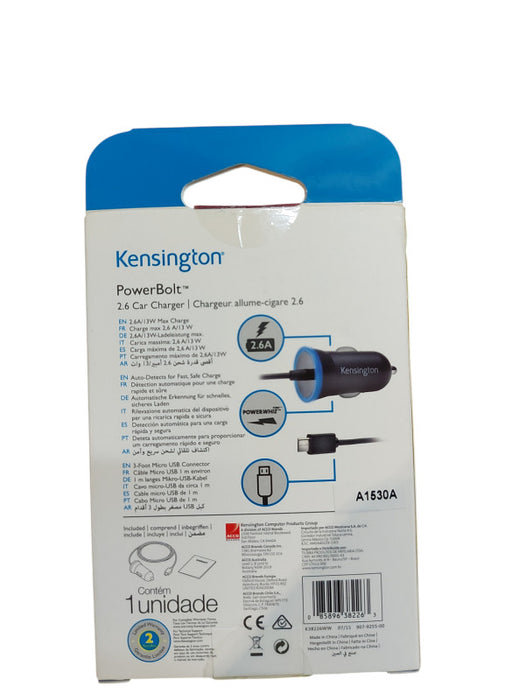 Kensington PowerBolt 2.6A 13W Fast Charge Micro USB Car Charger