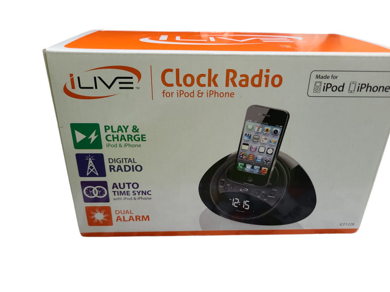 iLive ICP122B Clock Radio for iPod and iPhone