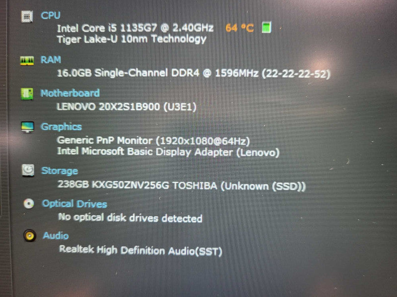 Lenovo ThinkPad L14 G2 Core i5-1135G7@2.4GHz 16GB RAM 256GB SSD READ  $ Lap200
