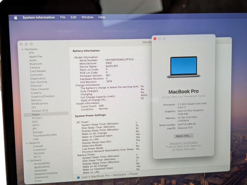 Apple MacBook PRO 13-inch 2020 4x TB Intel i7-1068NG7 32GB RAM 500GB Storag -