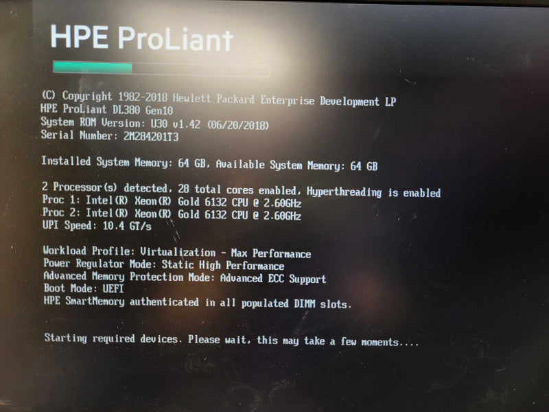 HP ProLiant DL380 G10 24x 2.5" 2x Gold 6132 64GB DDR4 P408i 2x 800W PSU $