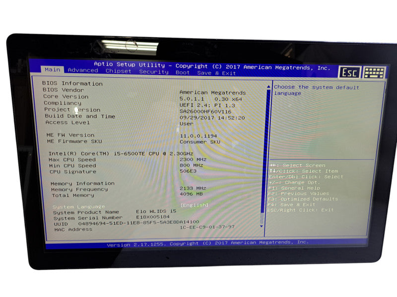 ELO E971081 ESY22i5 POS Touch Screen AiO i5-6500TE, 4GB, 128GB SSD, Wi-Fi