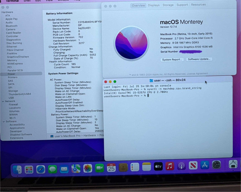 Apple MacBook Pro Retina 13" Early 2015 i5-5257U 8GB RAM 128GB SSD