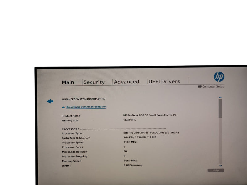 HP ProDesk 600 G6 SFF i5 - 10500 @ 3.10GHz 16GB DDR4 Ram θ