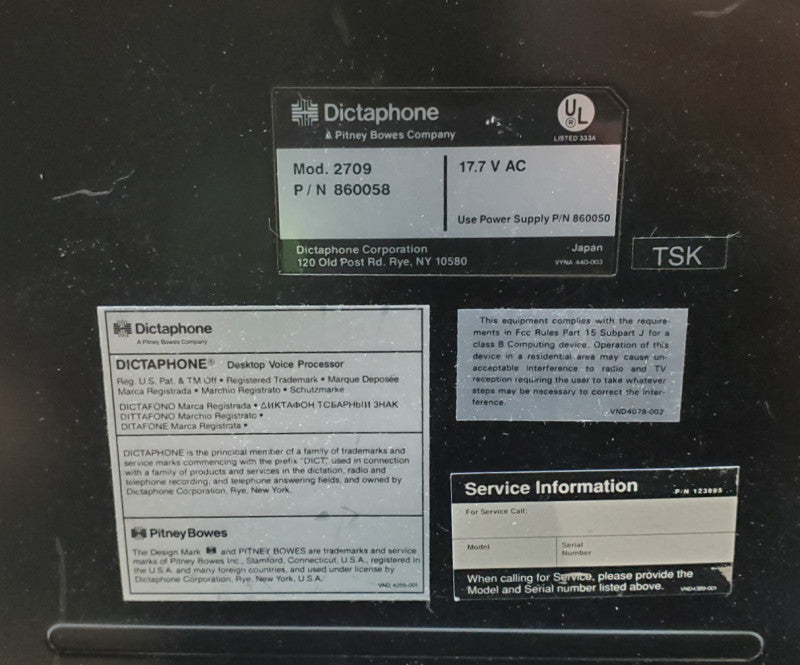 Dictaphone 2709 Voice Processor w/ Pedal & Power Adapter *READ*
