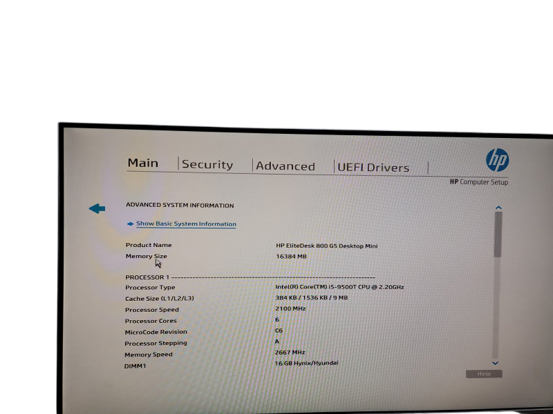 HP EliteDesk 800 G5 Desktop Mini i5 - 9500T @ 2.20GHz 16GB DDR4 Ram Qθ
