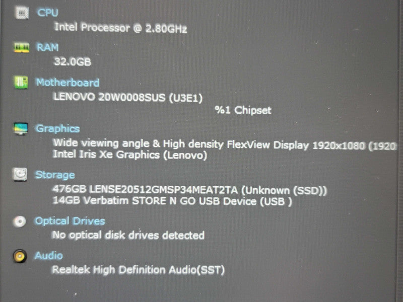 Lenovo ThinkPad T14 Gen 2 i7-1165G7 32GB DDR4 256GB NVMe β Lap200