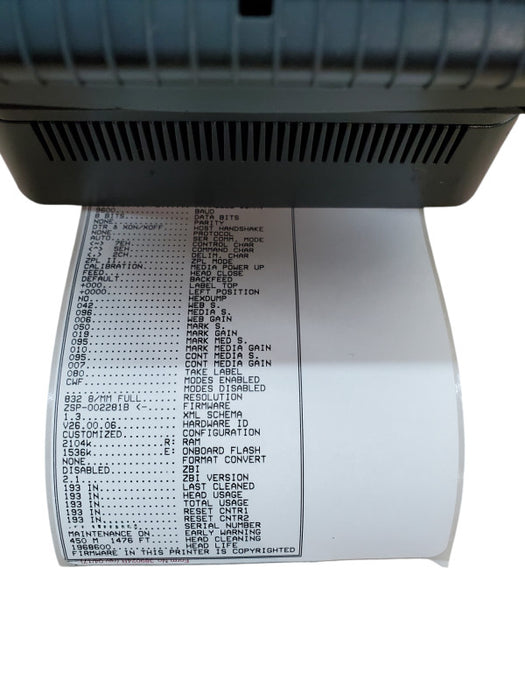 Zebra ZP505 Thermal Printer w/ Power Base ZP505-0503-0020 - Low Usage