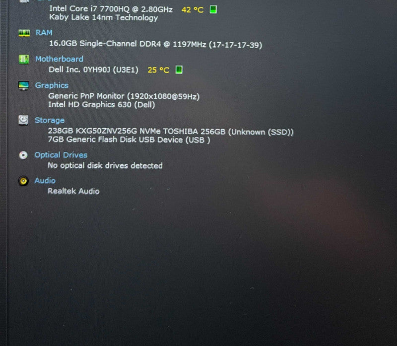 Dell XPS 15 9560 Core i7-7700HQ@2.8GHz 16GB RAM 256GB SSD  Lap200
