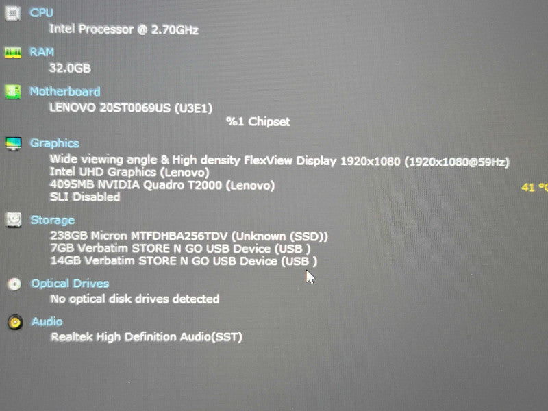 Lenovo ThinkPad P15 i7-10850H 32GB DDR4 Quadro T2000 256GB SSD  β Lap200