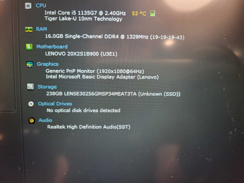 Lenovo ThinkPad L14 G2 Touch screen i5-1135G7@2.4GHz 16GB RAM 256GB Nvme $ Lap200
