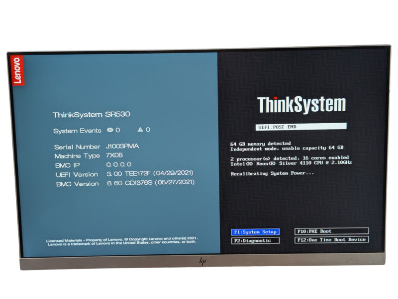 Lenovo ThinkSystem SR530 1U 2x Xeon Silver 4110 64GB RAM 4x 480GB SSD  -