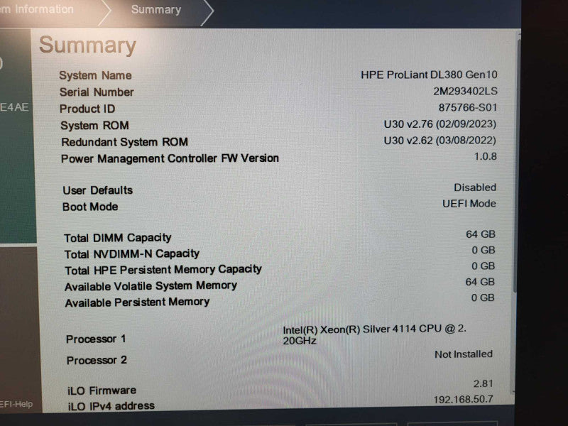 HP ProLiant DL380 G10 Silver 4114 64GB DDR4 P408i 20x 480GB SSD 2x 800W PSU $