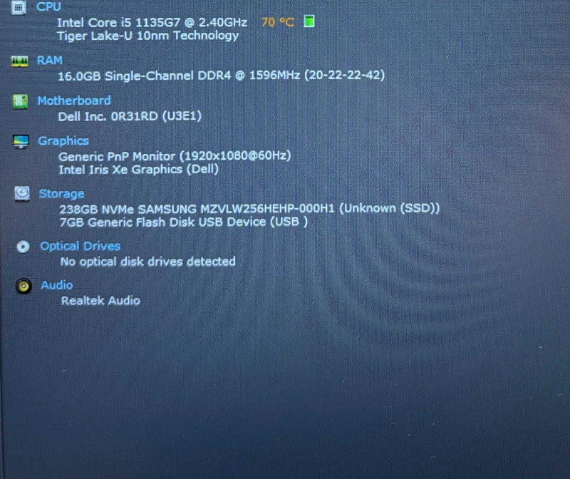Dell Latitude 3520 Core i5-1135G7@2.4GHz 16GB RAM 256GB SSD READ  Lap200