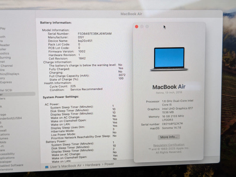 Apple MacBook Air Retina 13-inch 2018 Intel i5-8210Y 16GB RAM 500GB Storage -
