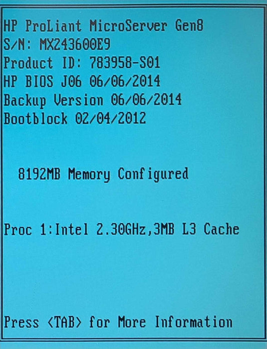 HP ProLiant MicroServer Gen8 - Xeon E3-1220L v2, 8GB DDR3