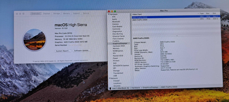 Apple Mac Pro 2013 | Xeon E5-1650 v2 @3.50GHz, 16GB Ram, 2x D500 *READ*