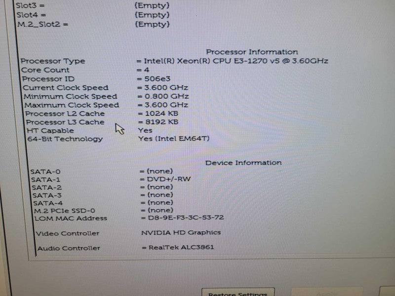 Dell Precision T3620 Xeon E3-1270 v5 16GB DDR4 QUADRO K2000 290W PSU