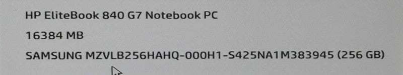 HP EliteBook 840 G7 Notebook - Core i5-10210U, 16GB RAM, 256GB NVMe  Lap200