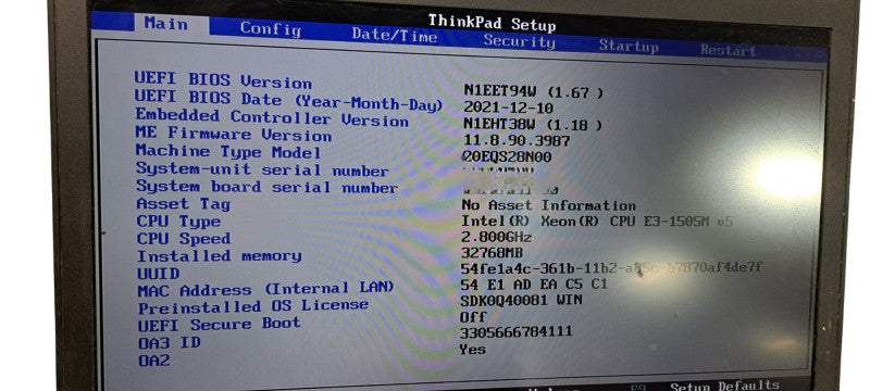Lenovo ThinkPad P50 Xeon E3-1505M v5|32GBDDR4|256GB SSD|Quadro M2000M 4GB GPU  Lap200