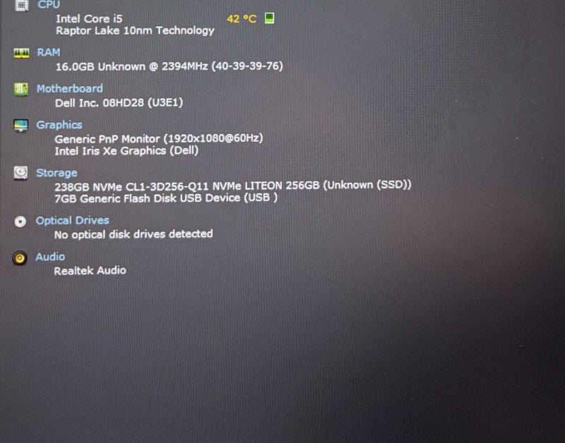 Dell Precision 3480 Core i5-1350P vPRO @1.9GHz 16GB RAM 256GB SSD READ!  Lap200