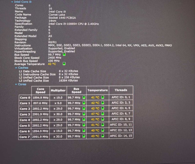 Dell Precision 7550 i9-10885H@2.4Gh QUADRO T2000 4GB GPU 32GB RAM 256GB SSD  Lap200