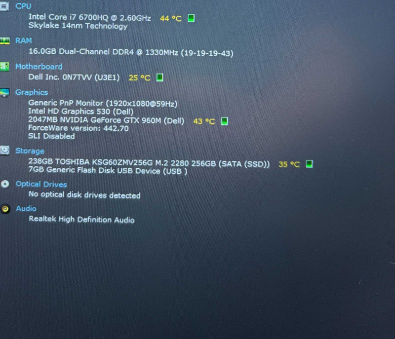 Dell XPS 15 9550 i7-6700HQ@2.6GHz GTX960M 2GB GPU 16GB RAM 256GB SSD  Lap200