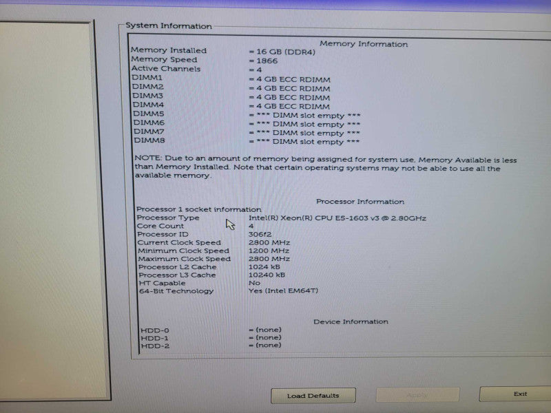 Dell Precision T5810 - Xeon E5-1603 v3 16GB DDR4 QUADRO K620 *NO HDD*