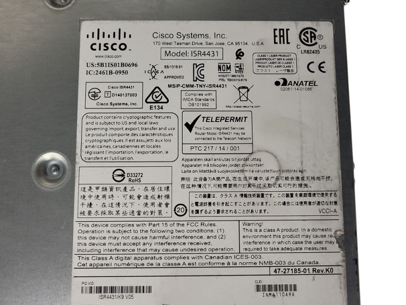 Cisco ISR4431/K9 V03 Integrated Service Router READ $