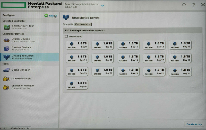 HP PL DL380 Gen9 2U 16x2.5", 2x Xeon E5-2680v3, 384GB DDR4, 16x1.8TB SAS
