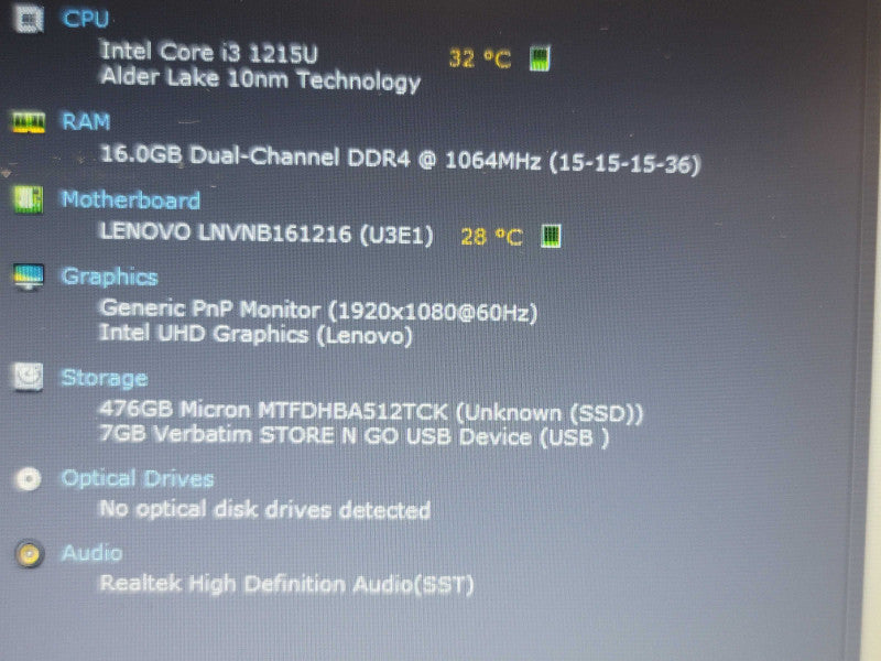 Lenovo IdeaPad 3 15IAU7 i3 1245U 16GB DDR4 512GB SSD READ β Lap200