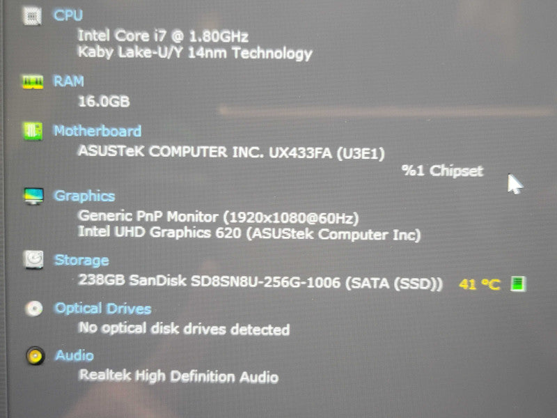 Asus ZenBook 14 UX433F i7-8565U 16GB RAM 256GB SSD  β BudLap