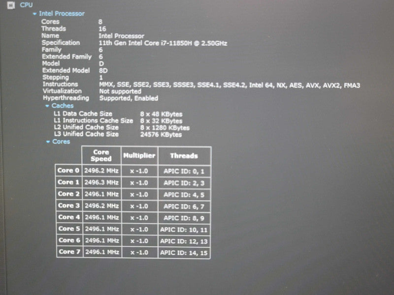 Dell Precision 7560 i7-11850H 32GB DDR4 Quadro T1200 256GB SSD  β Lap200