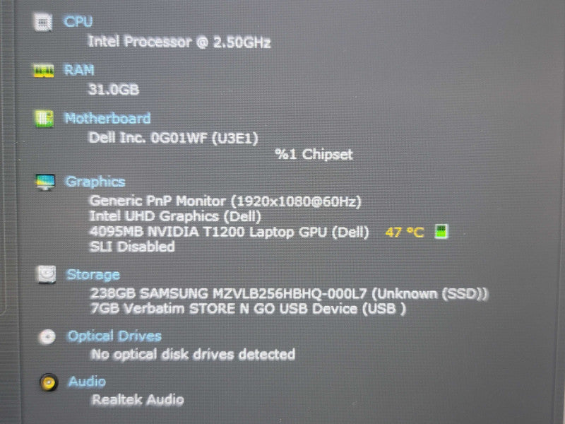 Dell Precision 7560 i7-11850H 32GB DDR4 Quadro T1200 256GB SSD  β Lap200