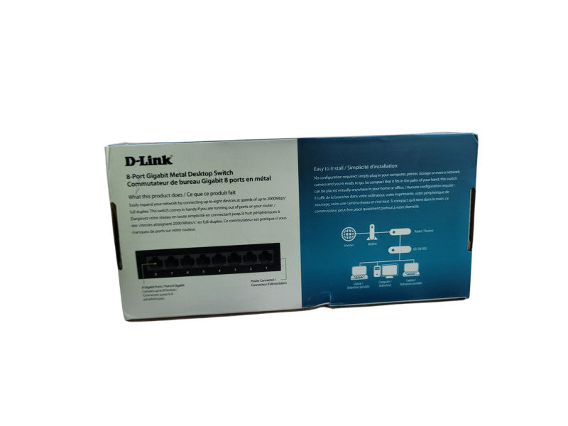 D-Link Ethernet Switch, 8 Port Unmanaged Gigabit Metal
