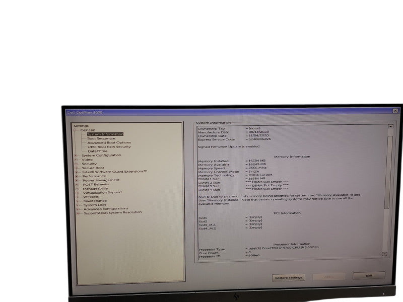 Dell OptiPlex 5070 SFF i7 - 9700 @ 3.00GHz 16GB DDR4 Ram  Qθ